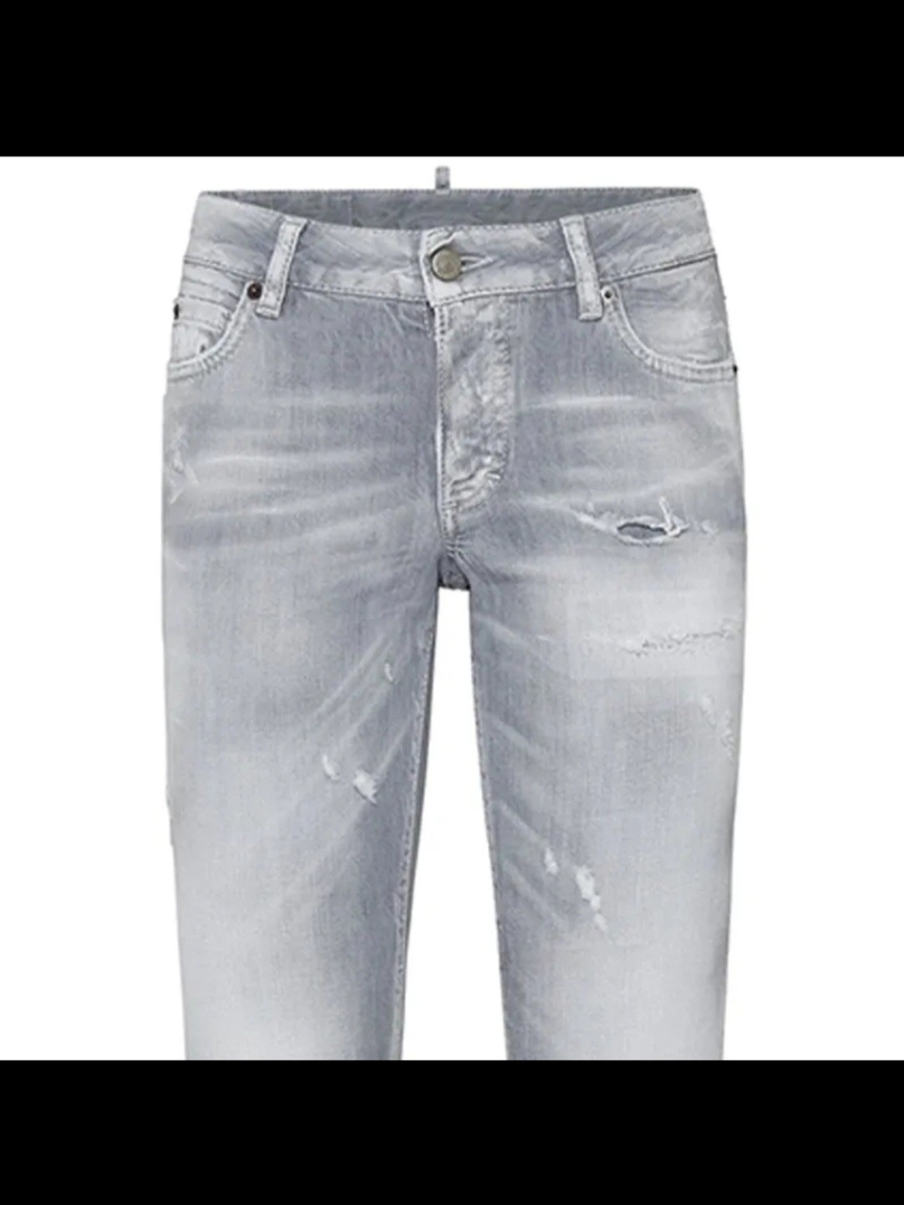 Men's Light Gray Washed Distressed Jeans